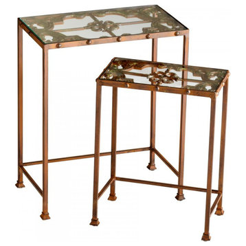 Gunnison Nesting Tables, Rust, Iron, Glass, 24.25"H (4887 1AA9A)