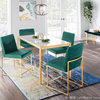 High Back Fuji Dining Chair, Set of 2, Gold Metal, Green  Velvet