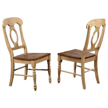 Sunset Trading Brook 17.5" Wood Napoleon Dining Chairs in Cream/Brown (Set of 2)