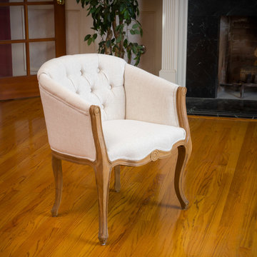 Living Room With French Beige Accent Chair