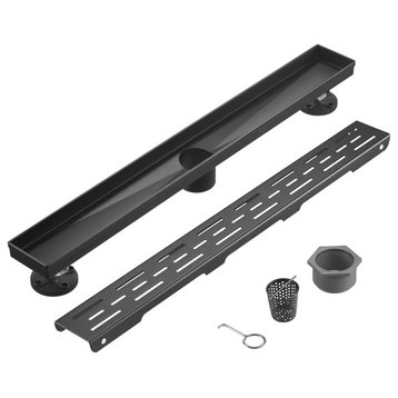 Linear Floor Drain with Removable Decorative Cover UPC certified, Matt Black, 36"
