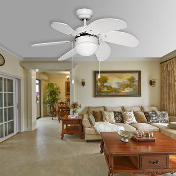 30-inch Ceiling Fan with 6 Wooden Blades and Light Kit