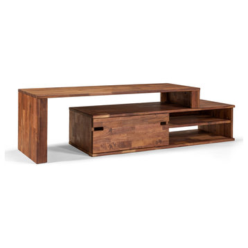 Zuma Solid Walnut Tv Stand And Cabinet, Adjustable Size
