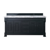 Brookfield 72" Double Vanity, Antique Black, 4cm Carrara White Marble Top