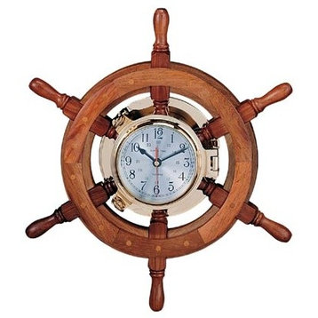 30" Porthole Ship Wheel Clock