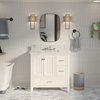 Paige 36" Bathroom Vanity, White, Carrara Marble