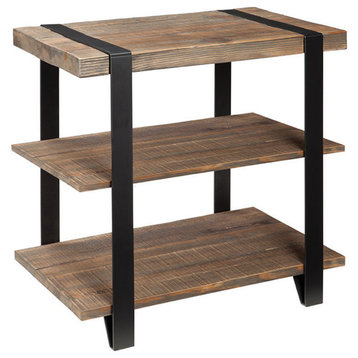 Modesto Metal Strap and Reclaimed Wood End Table, Shelf