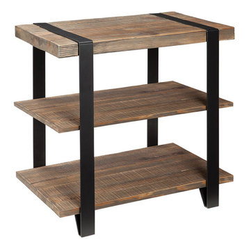 Modesto Metal Strap and Reclaimed Wood End Table, Shelf