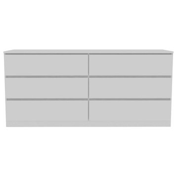 FM FURNITURE Seul Modern Minimal Six Drawer Double Dresser with Superior Top