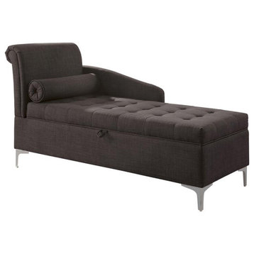Furniture of America Horsh Contemporary Fabric Storage Chaise in Gray