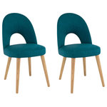 Bentley Designs - Oslo Oak Teal Upholstered Chairs, Set of 2 - Oslo Oak Teal Upholstered Chair Pair takes inspiration from sophisticated mid-century styling through hints of both retro and Scandinavian design resulting in soft flowing curves throughout. Oslo is a fashionable range that features an eclectic blend of shapes and forms.