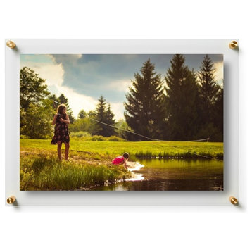 15"x21" Double Panel Acrylic Wall Frame For 11"x17" Art, Gold Hardware