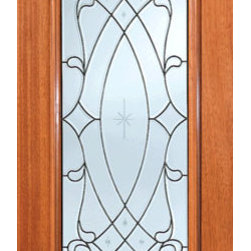 Etched Stars Beveled Glass Front Single Door, Full Lite - Front Doors