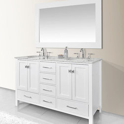 60 inch Double Sink Bathroom Vanity White Finish - Bathroom Vanities And Sink Consoles