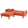 Mid-Century Modern Linen Fabric Sleeper Sofa Bed, Orange
