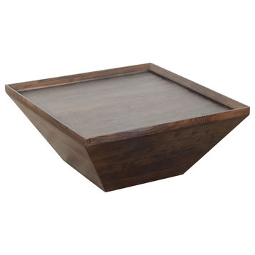 Benzara UPT-204781 36 Inch Square Shape Acacia Wood Coffee Table , Brown