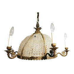 French Empire Style Crystal and Bronze Six-Light Chandelier - Pendant Lighting