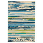 Jaipur Living - Jaipur Living Sketchy Lines Indoor/Outdoor Abstract Blue/Green Area Rug, 5'x7'6" - This contemporary area rug enlivens indoor and outdoor spaces alike with a vibrant colorway and durable polypropylene looped construction. Easy to care for and style, this whimsical layer boasts a brush stroke-inspired abstract design in cool, vivid tones of blue and green on a cream-colored backdrop.