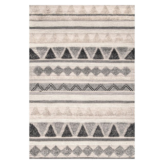 nuLOOM Ashton Shaggy Contemporary Abstract Tassel Area Rug, 8' 10 x 12', Beige