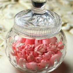 Laurel Leaf Etched Glass Jar - Food And Beverage Carriers
