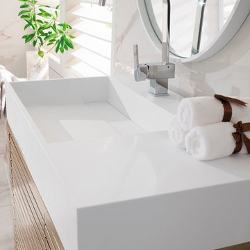 Bright White Solid Surface Top and Integrated Sink