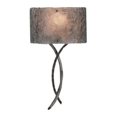 Ironwood Twist Cover Sconce w/ Glass Shade, Gunmetal, Smoke Granite, E26