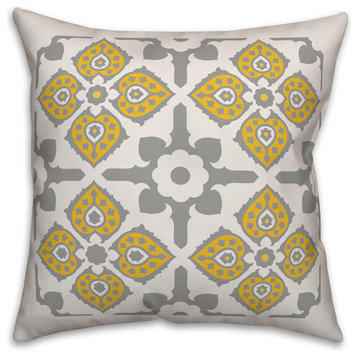 Yellow Graphic Tile 16x16 Throw Pillow Cover