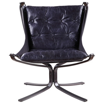 ACME Carney Accent Chair, Vintage Blue Top Grain Leather