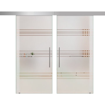 Doble Sliding Glass Doors Lines Design, 64"x84"