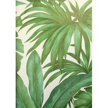 Versace Palm Leaves White Green Wallpaper 962405, Triple Roll - 75.57 Sq.ft
