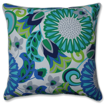 Outdoor/Indoor Sophia Turquoise/Green 25-inch Floor Pillow