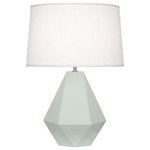 Robert Abbey - Robert Abbey 947 Delta - One Light Table Lamp - Cord Length: 96.00  Base Dimension: 10.25  Cord Color: SilverDelta One Light Table Lamp Celadon Glazed/Polished Nickel Oyster Linen Shade *UL Approved: YES *Energy Star Qualified: n/a  *ADA Certified: n/a  *Number of Lights: Lamp: 1-*Wattage:150w Type A bulb(s) *Bulb Included:No *Bulb Type:Type A *Finish Type:Celadon Glazed/Polished Nickel