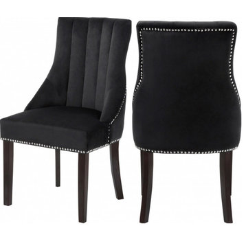 Oxford Velvet Upholstered Dining Chair (Set of 2), Black