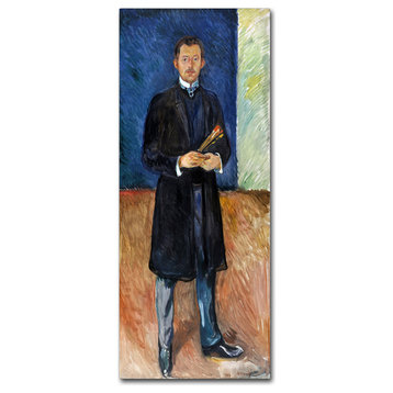 Edvard Munch 'Self Portrait With Brushes' Canvas Art, 19 x 8