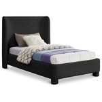 Meridian Furniture - Penny Bed, Black, Twin, Boucle Fabric - Breathe new life into your bedroom decor with the Penny Boucle Fabric Twin Bed. This stunning bed is upholstered in a luxurious black boucle textured fabric, adding a touch of elegance to your space. The curved headboard provides a comfortable and supportive backrest while adding a stylish focal point to your bedroom decor. Upgrade your sleeping experience with this fully upholstered bed and indulge in a peaceful night's sleep.
