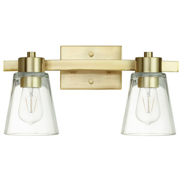 Prominence Home Fairendale Bath and Vanity Light, Soft Gold, 2 Light, Clear Glass