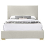 Meridian Furniture - Crosby Linen Upholstered Bed, Beige, Queen - Breathe new life into a tired bedroom with the addition of this Crosby linen textured bed. This elegant bed features a tall headboard for a stunning look that is oozing with midcentury modern design elements. The neutral fabrica rich beige linen textured upholstered from head to footpairs easily with any number of color schemes. An ideal option for any room where minimalism is the order of the day, this bed comes with both gold and chrome legs for a custom look.