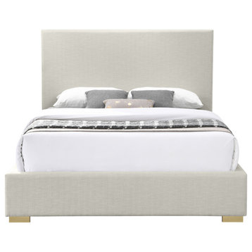 Crosby Linen Upholstered Bed, Beige, Queen