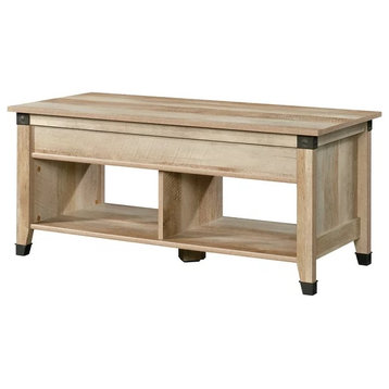 Unique Coffee Table, Lift Top With Hidden Storage Space and Bottom Shelves, Oak