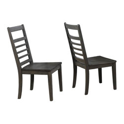 Sunset Trading - Wood Dining Chair in Weathered Gray Finish - Set of 2 - Dining Chairs