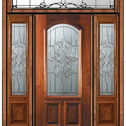 Pre-hung Side lights-Transom Door 80 Mahogany New Orleans - Front Doors