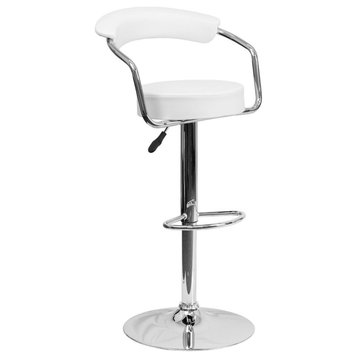 Michele Contemporary Swivel Barstool in Brushed Stainless Steel and White...