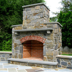 Outdoor Masonry Stone Fireplace - Outdoor Fireplaces