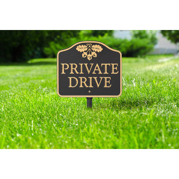 Private Drive Sign, Cast Aluminum, Wall or Lawn Mounting