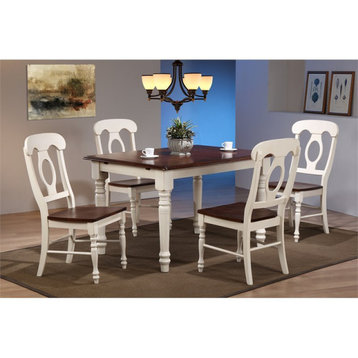Sunset Trading Andrews 60" Extendable Leaf Wood Dining Table in White/Brown