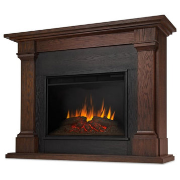 Bowery Hill Traditional Wood Electric Fireplace in Chestnut Oak/Black