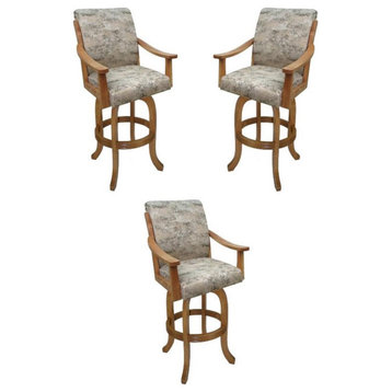 Home Square 26" Wood Counter Stool in Poet Desert Brown - Set of 3
