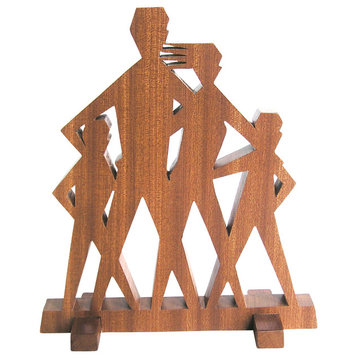 Mid Century Modern Family Wood Sculpture - with Two Sons