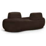 Meridian Furniture - Argyle Upholstered Chaise/Loveseat, Brown, Teddy Fabric - Comfort takes a cozy spot in the limelight when you bring home this lovely Argyle brown teddy fabric chaise/loveseat. Embrace the softness of faux shearling with backs on opposite sides, offering versatile seating arrangements in a contemporary design. Whether lounging solo or cuddling up with a loved one, its inviting texture and modern silhouette create a sanctuary of relaxation. Perfect for cozy corners or spacious living areas, this piece combines warmth with understated elegance for a truly comforting experience.