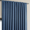 Faux Linen Extra Wide Room Darkening Curtain Single Panel, Denim, 100"x108"